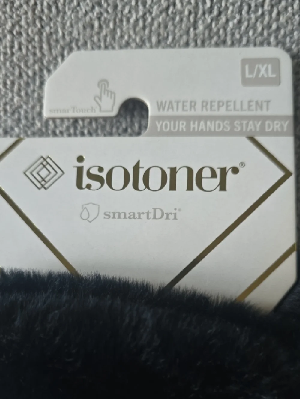 Water Repellant isotoner Black Faux-Fur Cuff Women's Gloves - Picture 3 of 4